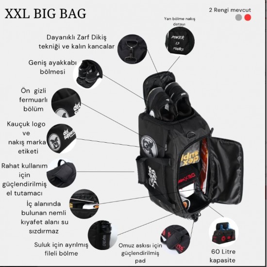 Spor Çanta XXL BİG BAG GRİ RENK